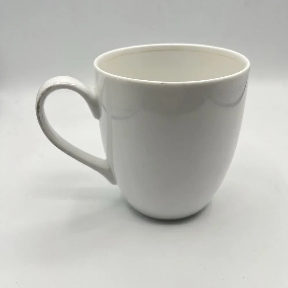 Crate & Barrel Mug White Porcelain Handled 4